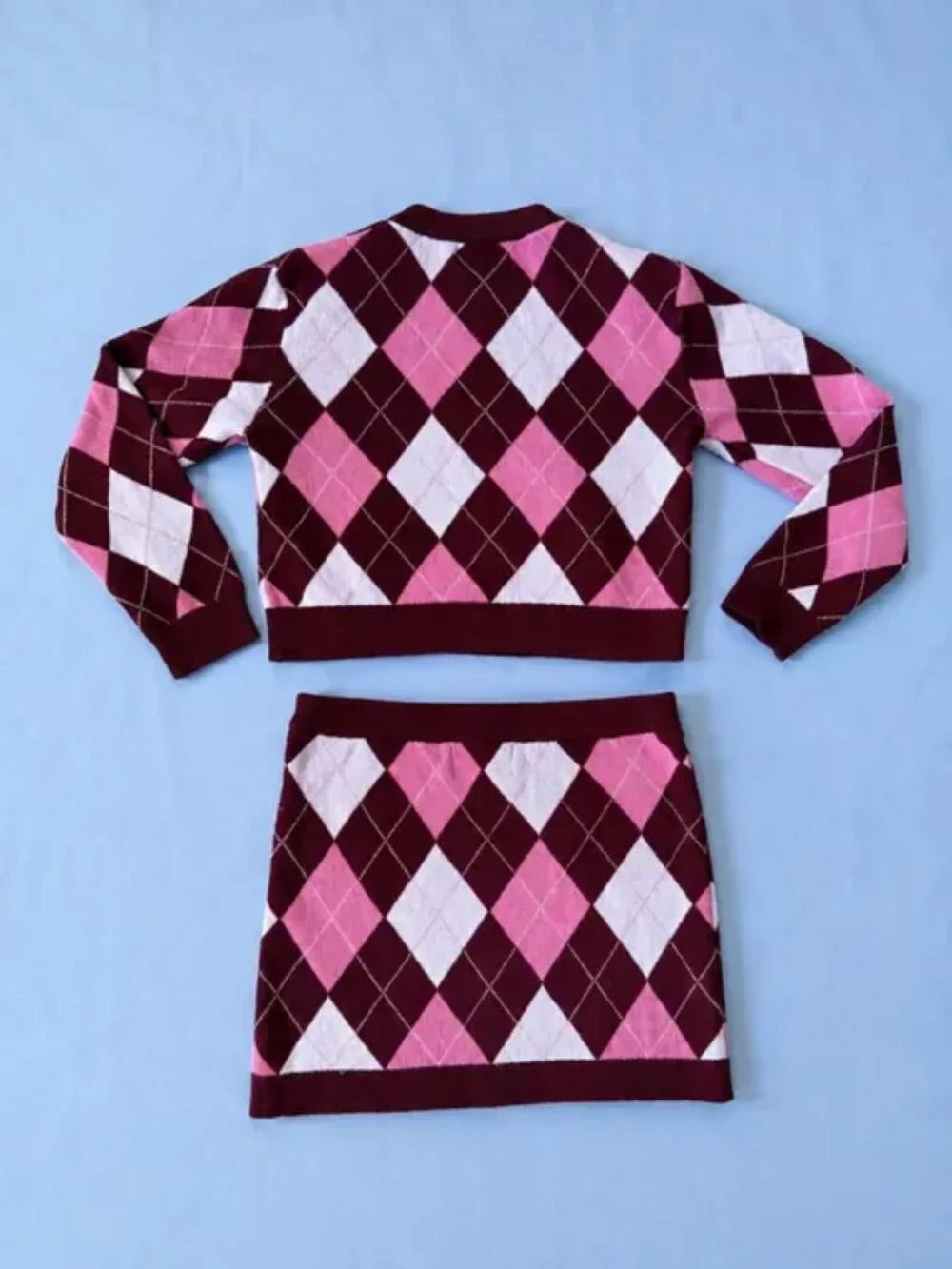 Old Navy Girls Argyle Cardigan & Skirt 2-Piece Set Size L 10–12